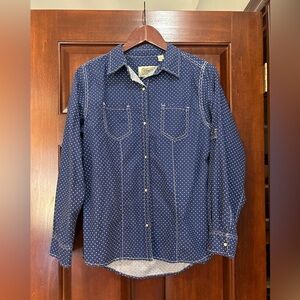 Schmidt Workwear Blue Polka Dot Snap Shirt Women’s Medium